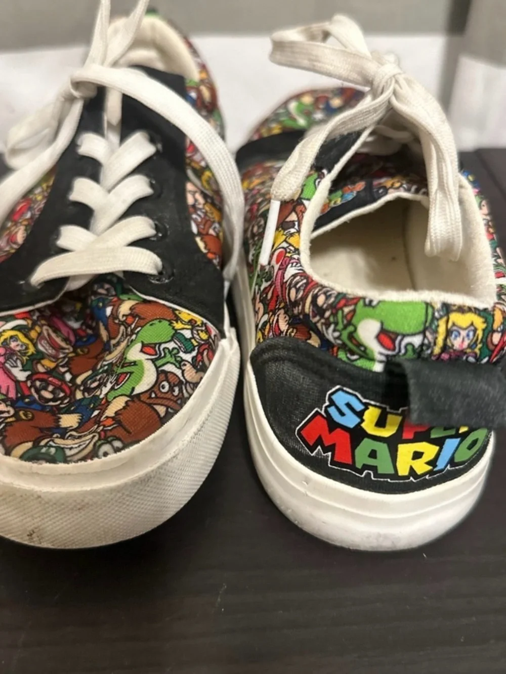 Super Mario X Vans Kids Colorful Cartoon-Print Low-Top Sneakers with White Sole